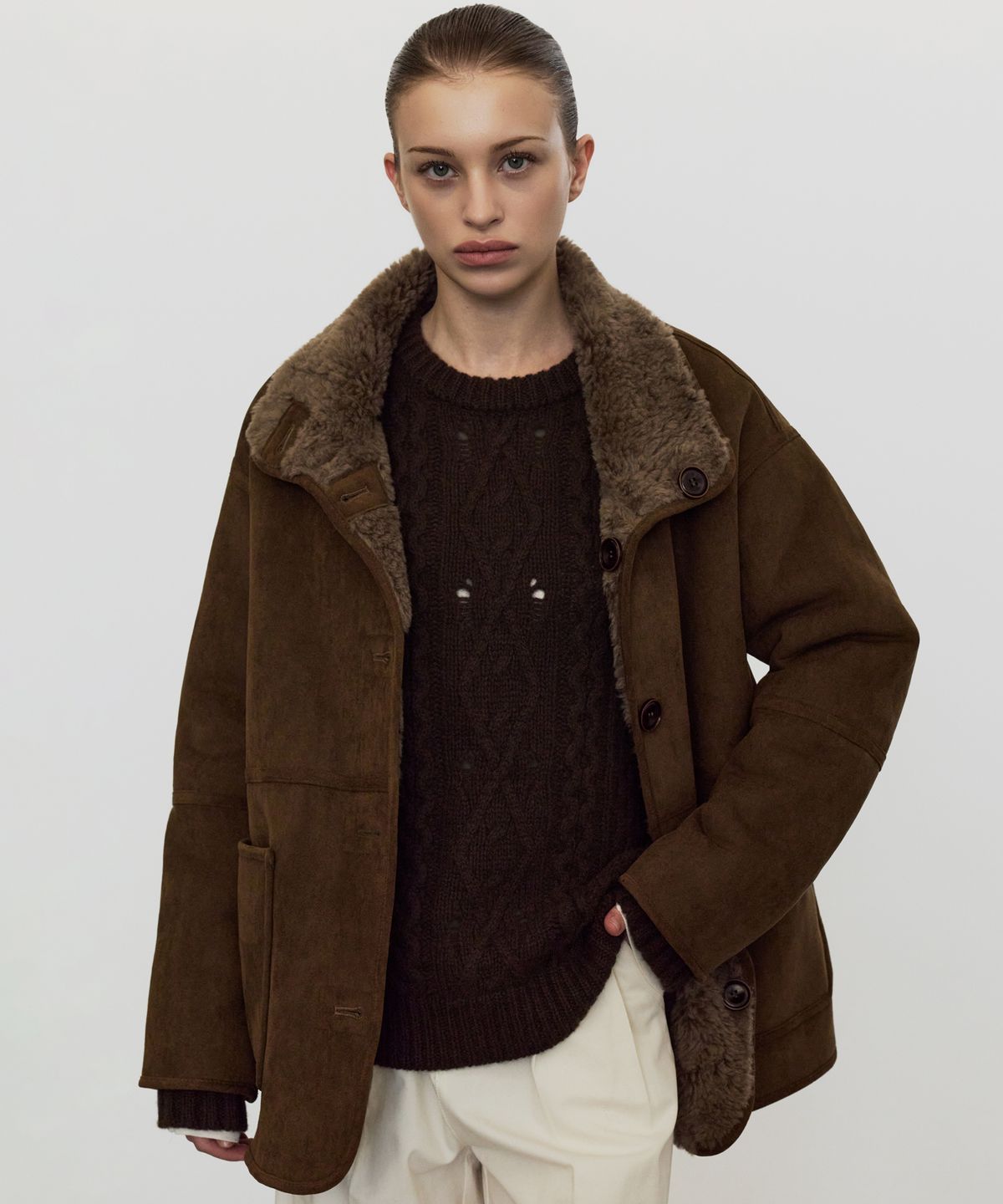 엘리오티(ELLIOTI) Lucia Wool Suede Half Coat_2Color
