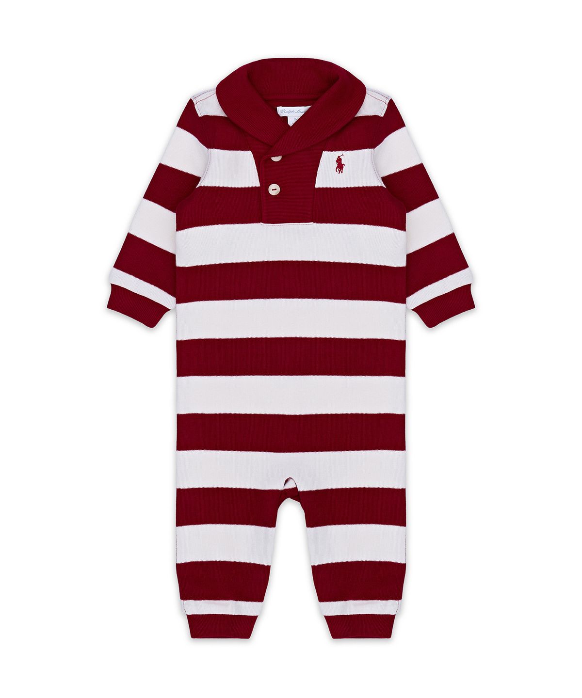 폴로 랄프 로렌 칠드런(POLO RALPH LAUREN CHILDREN) 스트라이프 에스테이트 리브 코튼 커버올-레드