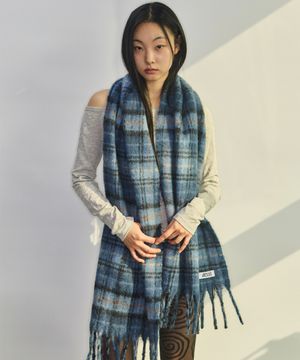 빅 체크 머플러 [블루]
