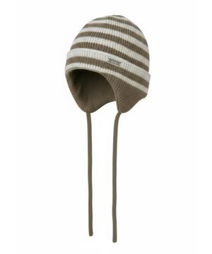 스트라이프 이어플랩 비니 [베이지]