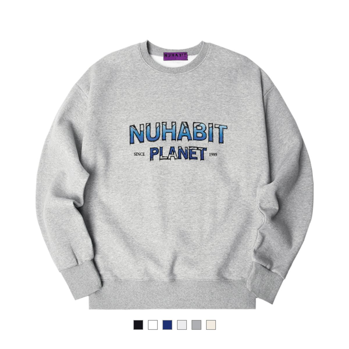 뉴해빗(NUHABIT) N/H FREE LINE 오버핏 기모 맨투맨 (GOM4-4NH1266)