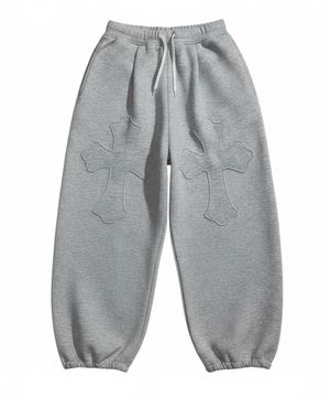 크로스 아플리케 스웻팬츠 [그레이]