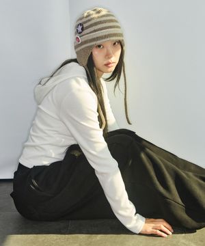 R 로고 슬림 집업 후디 [화이트]