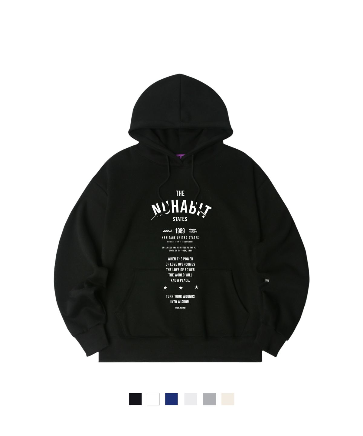 뉴해빗(NUHABIT) N/H PEACE 오버핏 기모 후드 (SOH4-4NH1255)