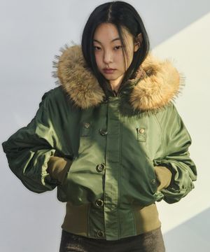 퍼 트리밍 MA-1 자켓 [카키]