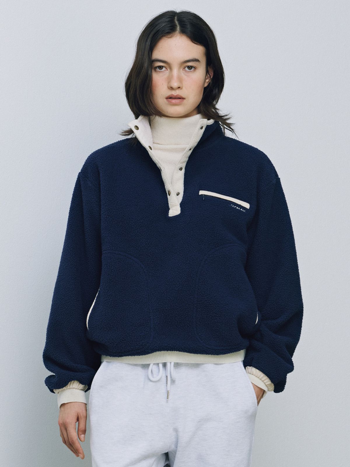 시엔느(SIENNE) Montana Fleece Anorak (Navy)