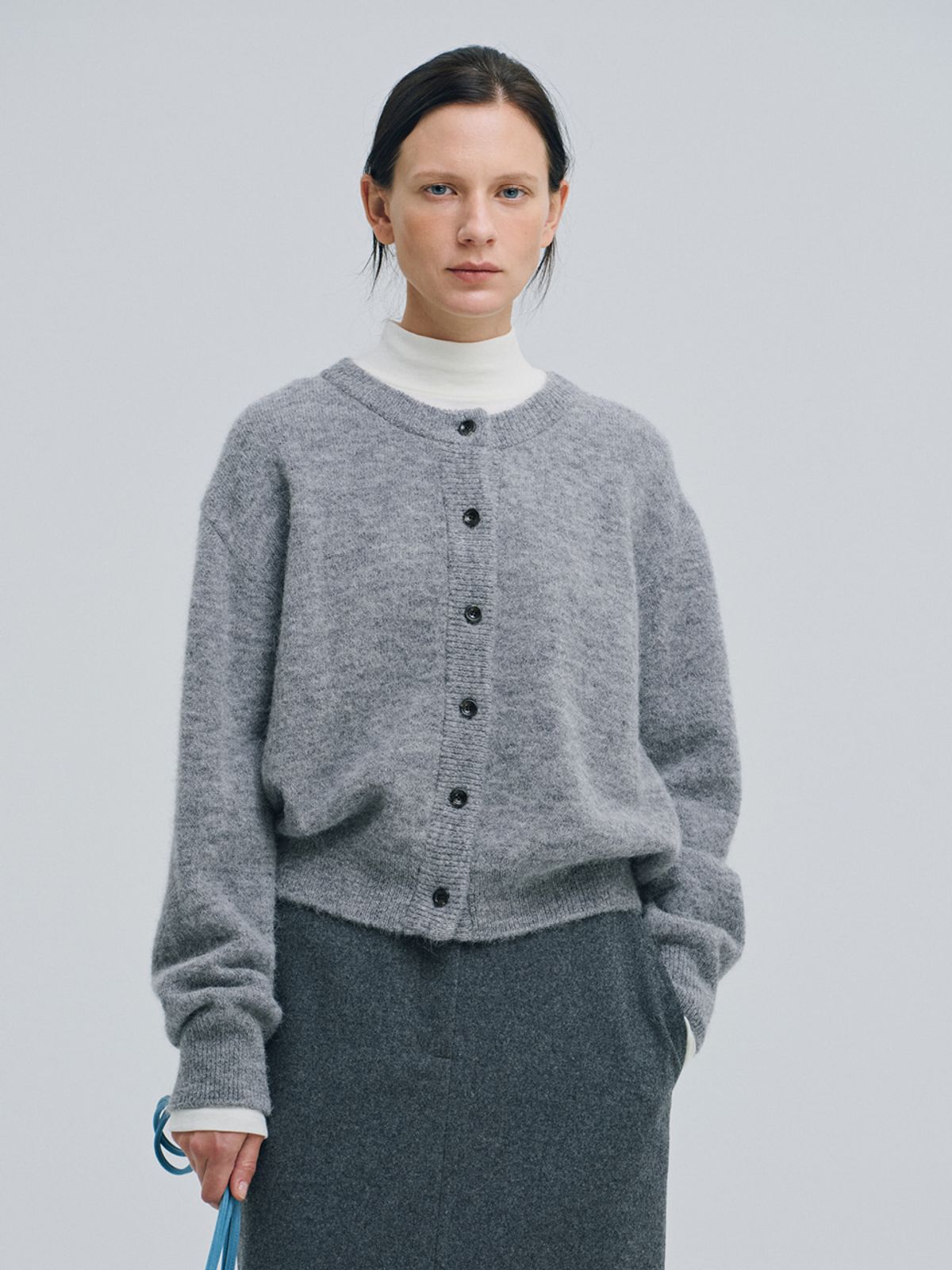 시엔느(SIENNE) Fog Alpaca Cardigan (Melange Gray)