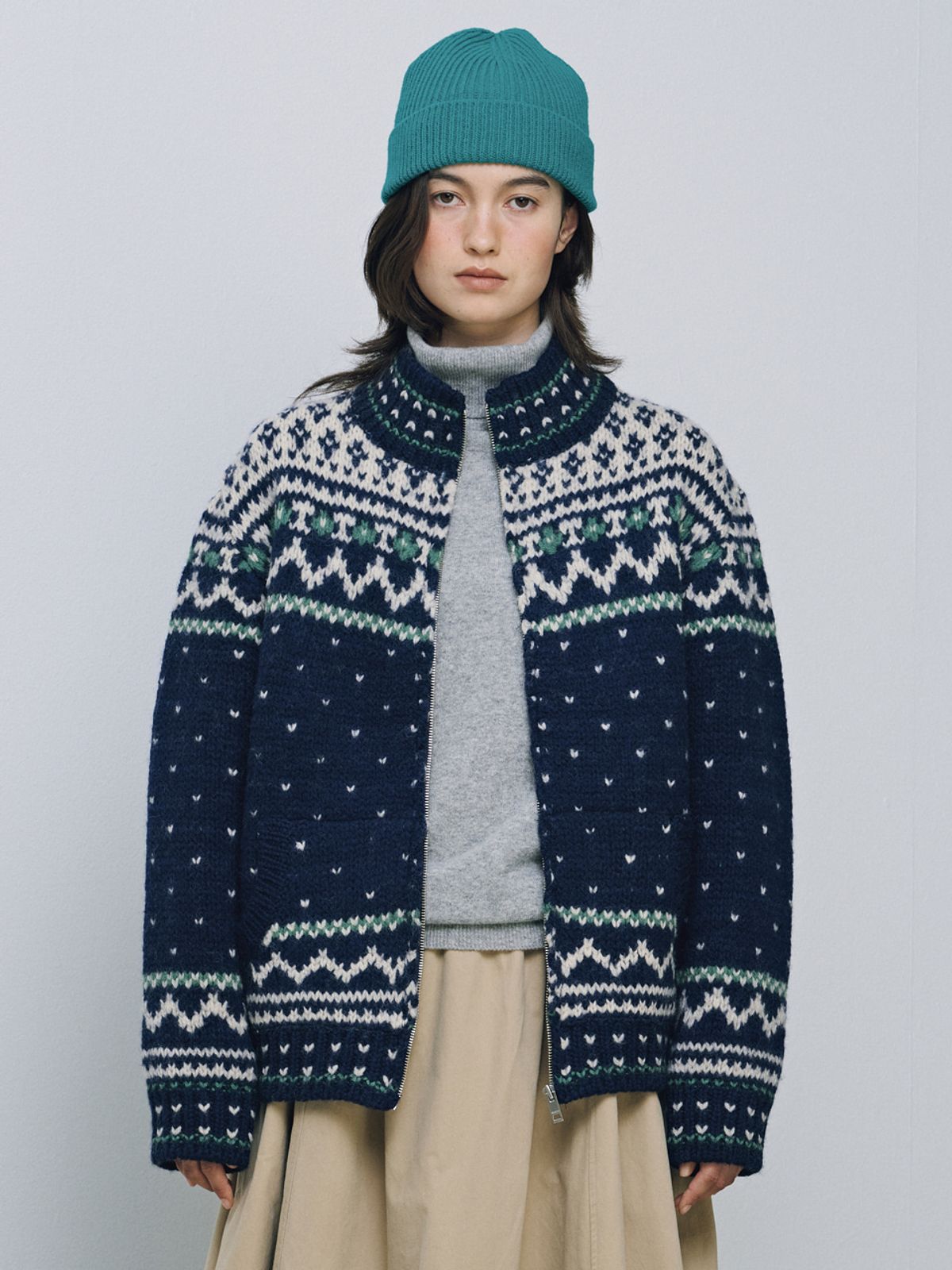 시엔느(SIENNE) Foret Wool Cardigan (Navy)