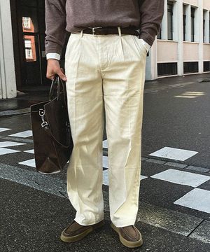 모노 핀턱 와이드 치노팬츠 [32-42]