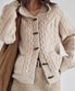 TOGGLE BUTTON CABLE COLLAR CARDIGAN, OAT BEIGE