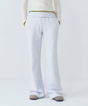 Every Day Relaxed Wide Band Boot-cut Pants_CTB559(White Melange)