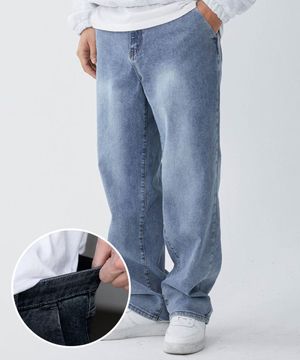 모노진 히든밴딩 와이드핏 데님팬츠 [32-42]