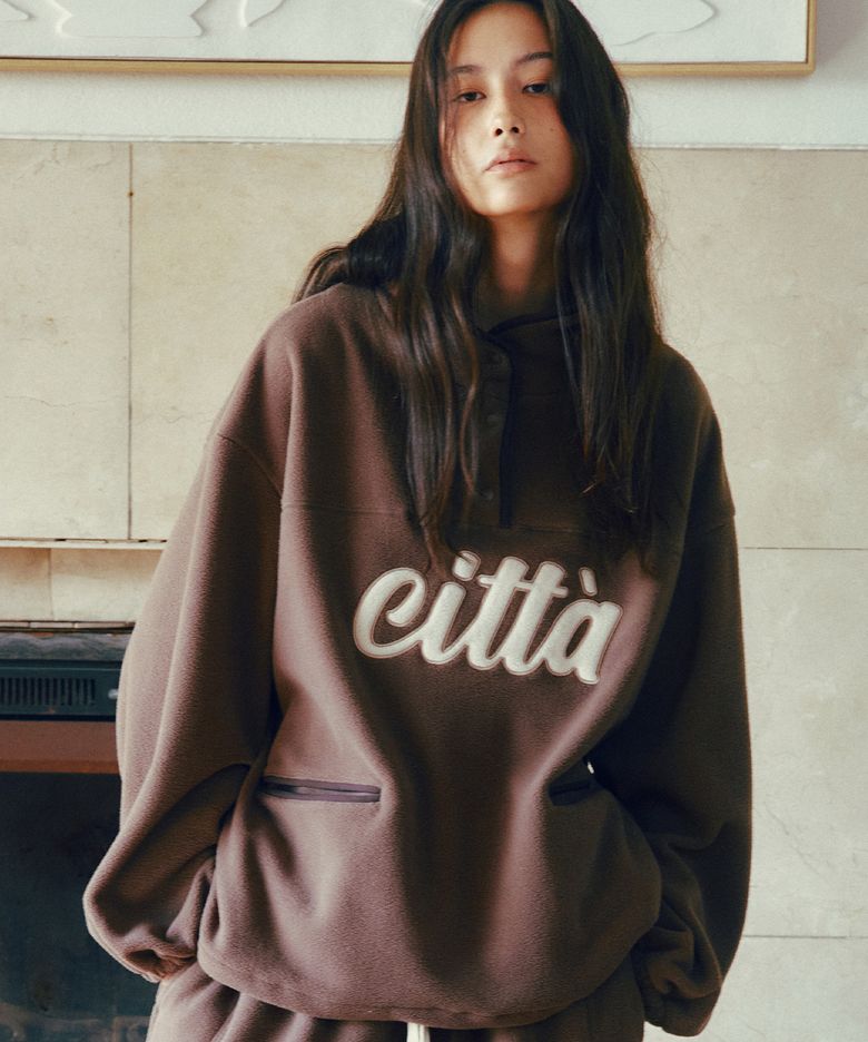 Signature Logo Half Zip-up Fleece_CTT3000(Brown)