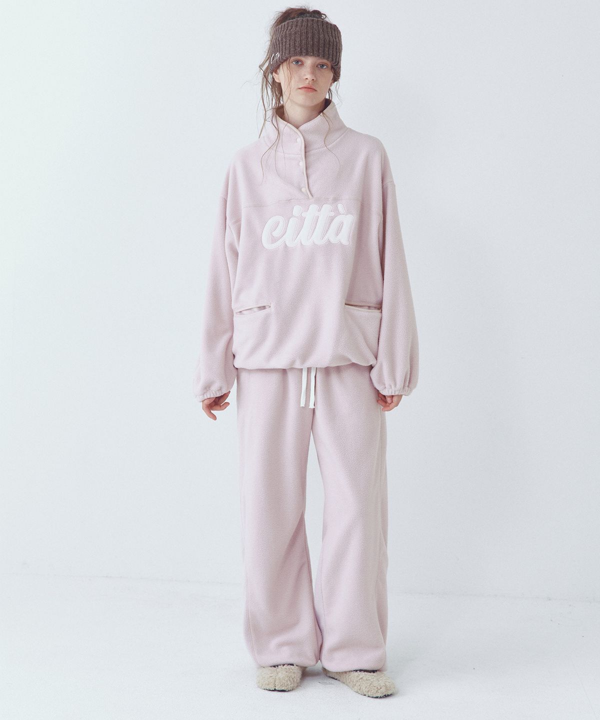 씨타(CITTA) [SET]Signature Logo Half Zip-up Fleece Set-up(4color)