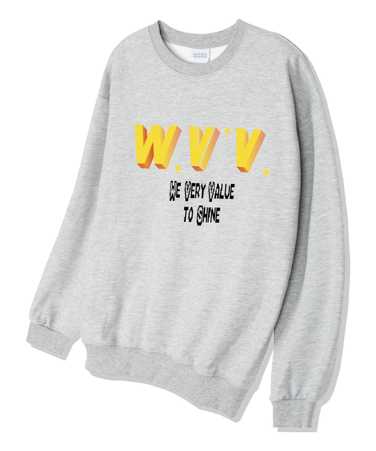 위베리벨류(WEVERYVALUE) v포인트 오버핏 쮸리 스웨트셔츠 그레이
