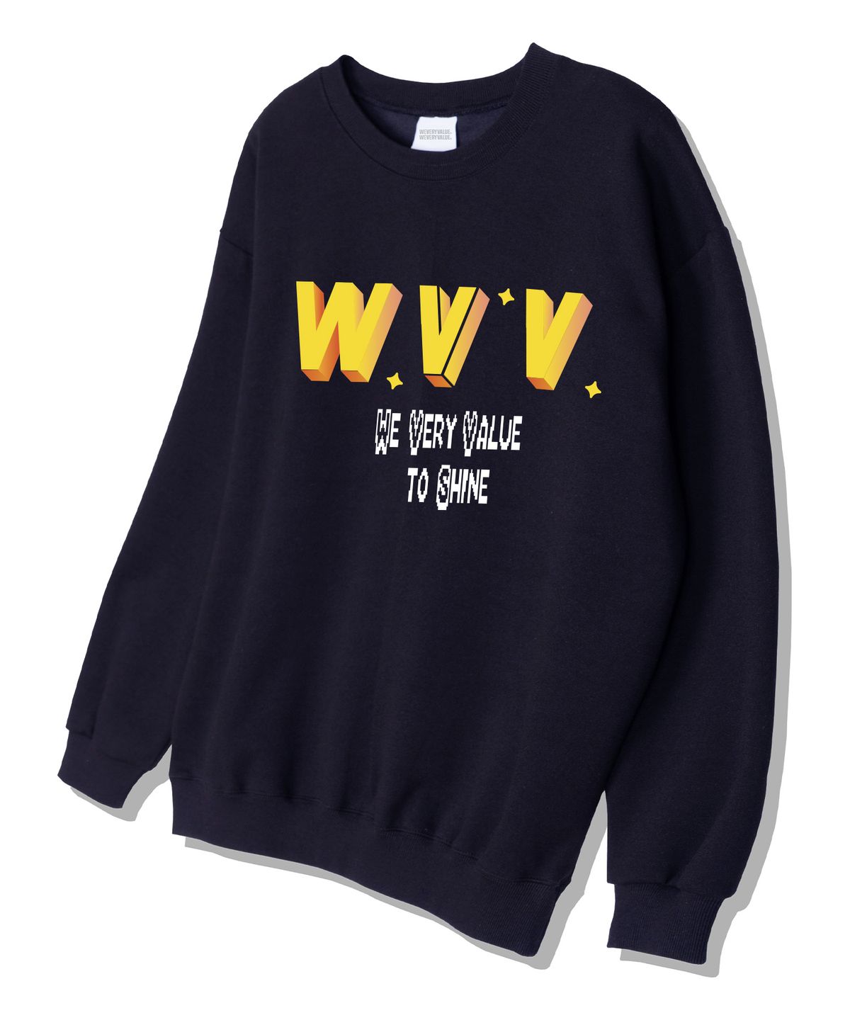 위베리벨류(WEVERYVALUE) v포인트 오버핏 쮸리 스웨트셔츠 네이비