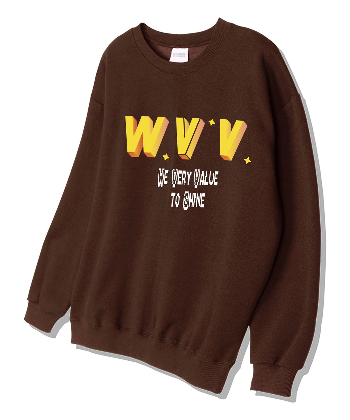 위베리벨류(WEVERYVALUE) v포인트 오버핏 쮸리 스웨트셔츠 브라운