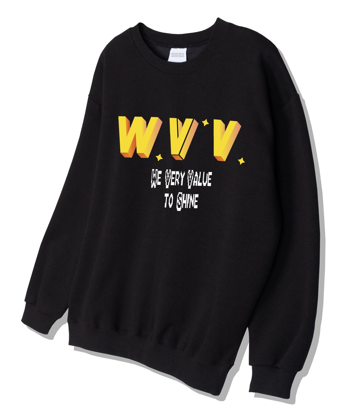 위베리벨류(WEVERYVALUE) v포인트 오버핏 쮸리 스웨트셔츠 블랙