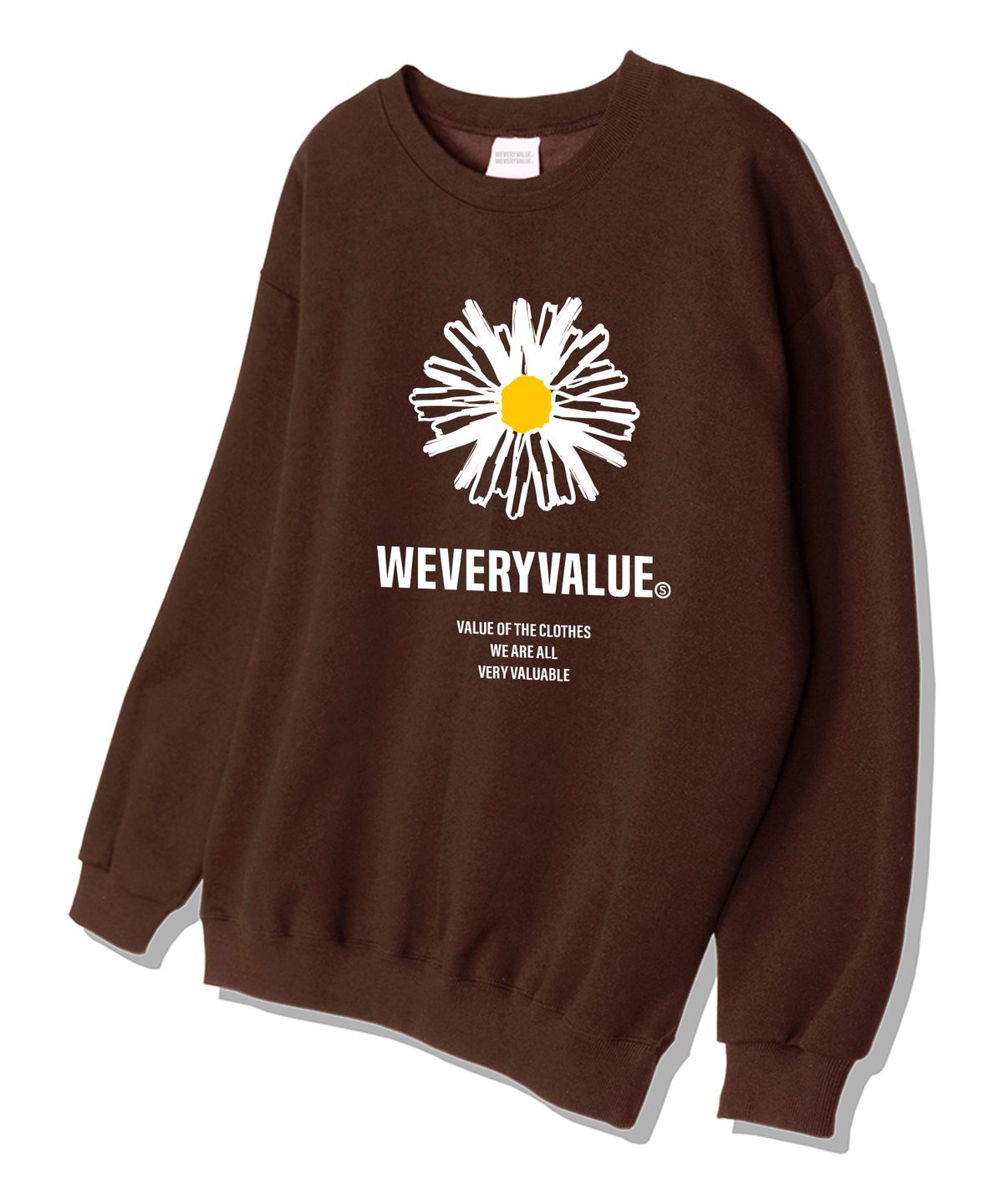 위베리벨류(WEVERYVALUE) 위플로우 오버핏 쮸리 스웨트셔츠 브라운
