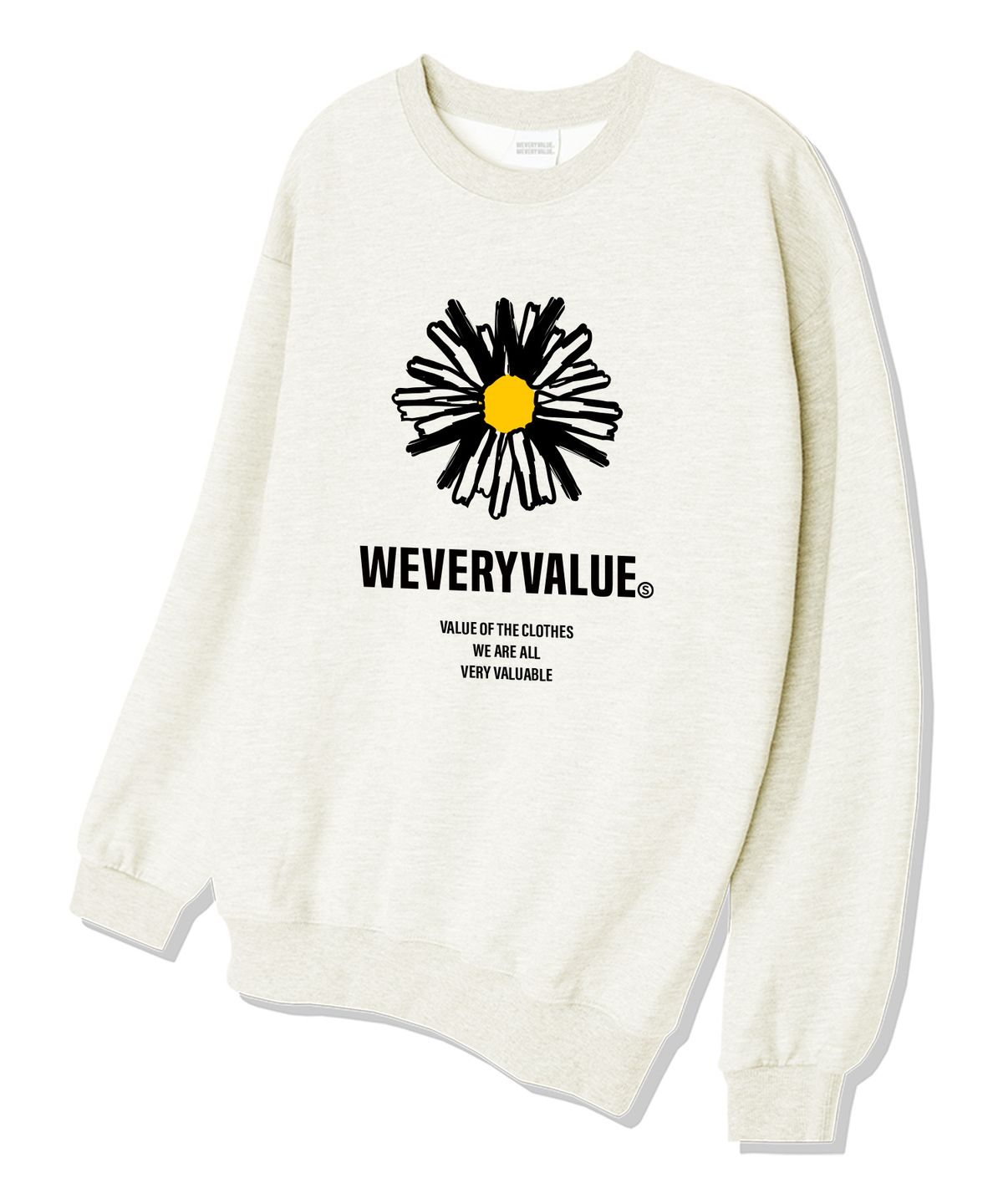 위베리벨류(WEVERYVALUE) 위플로우 오버핏 쮸리 스웨트셔츠 크림