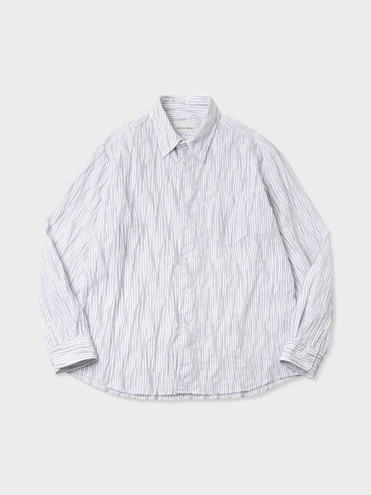 아틀리에 델디오(ATELIER DELDIO) 도비 스트라이프 크리즈 컴포트 셔츠 (WHITE)