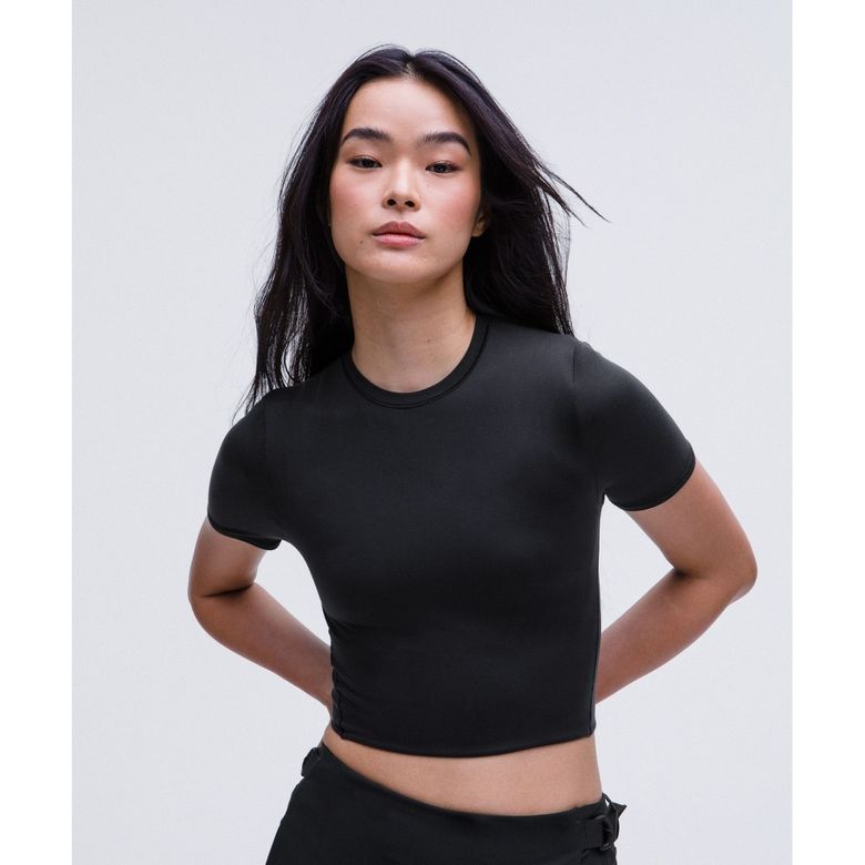 원더모스트 Ultra Soft Nulu 크루넥 크롭 티셔츠  BLK