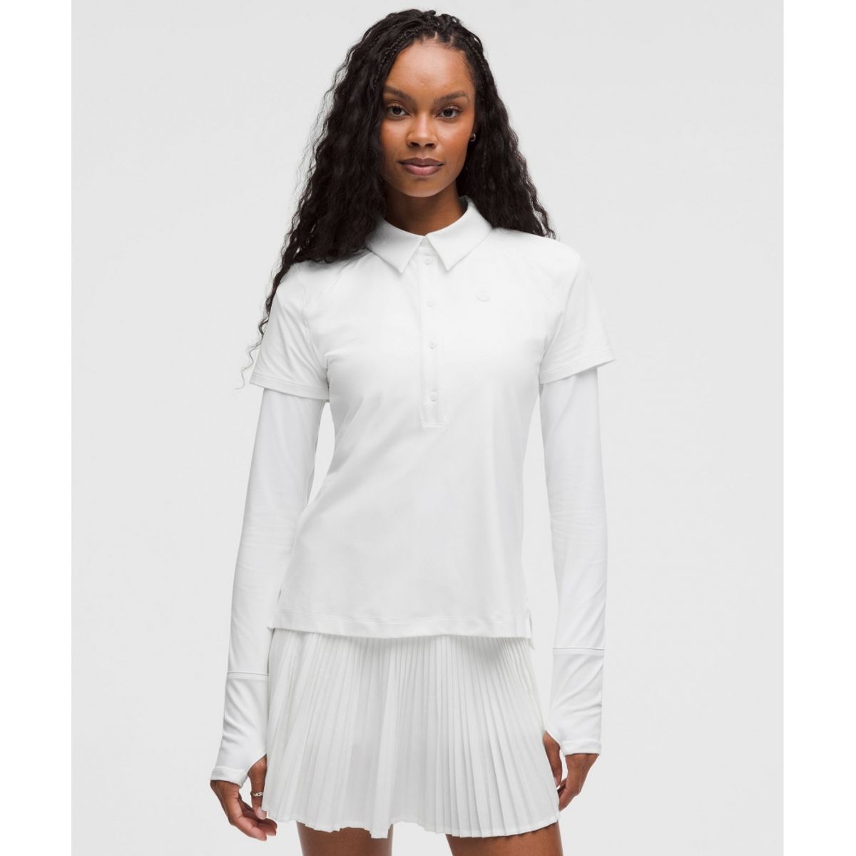 룰루레몬(LULULEMON) 퀵 드라이 숏슬리브 폴로 셔츠 스트레이트 헴 *로고  WHT