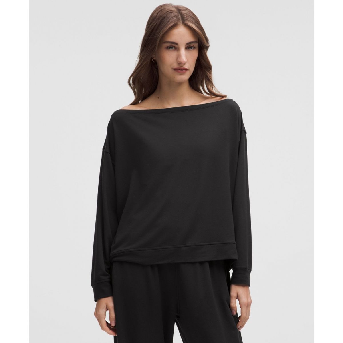 룰루레몬(LULULEMON) 비캄 오버사이즈드 보트넥 롱슬리브 셔츠  BLK