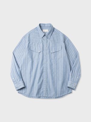 코튼 스트라이프 웨스턴 셔츠 (BLUE)