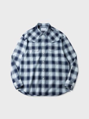 인디고 다이드 코튼 체크 웨스턴 셔츠 (INDIGO BLUE)