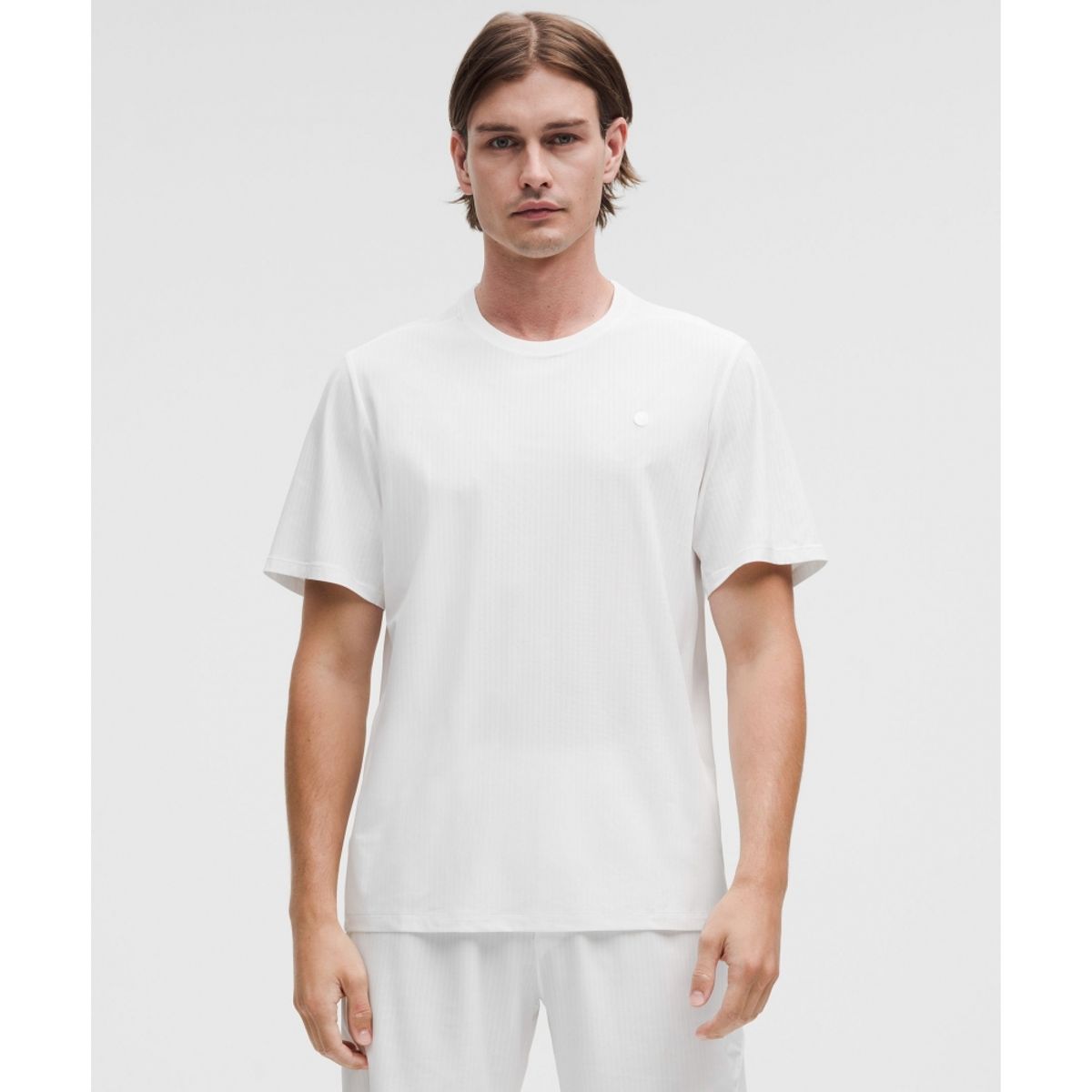 룰루레몬(LULULEMON) UV 프로텍티브 스트라이프 메쉬 테니스 티셔츠  WHT