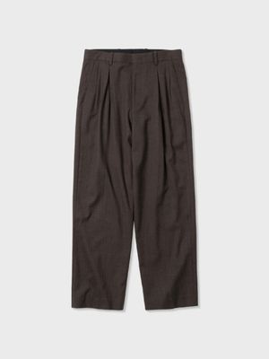 울 스트라이프 멀티 플리티드 팬츠 (BROWN)