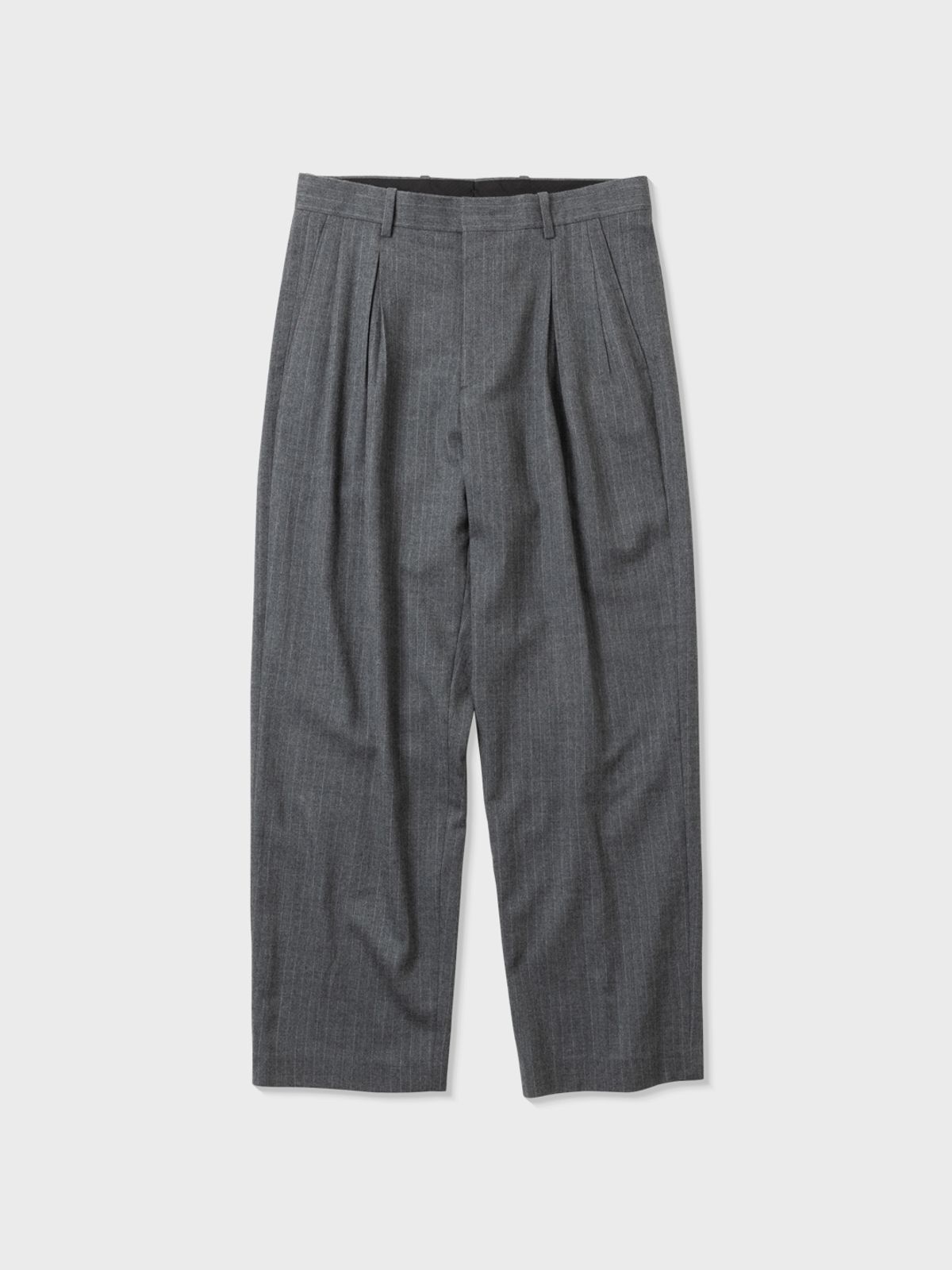 아틀리에 델디오(ATELIER DELDIO) 울 스트라이프 멀티 플리티드 팬츠 (CHARCOAL GREY)