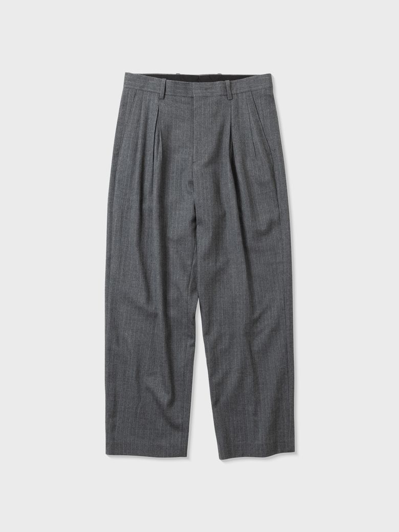 울 스트라이프 멀티 플리티드 팬츠 (CHARCOAL GREY)