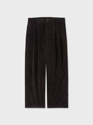 코튼 코듀로이 플리티드 팬츠 (DARK BROWN)