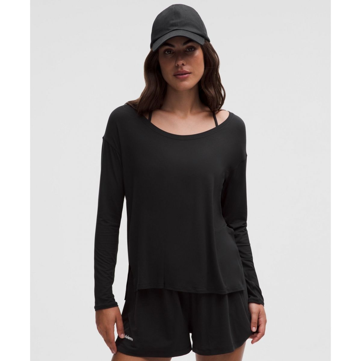 룰루레몬(LULULEMON) 실크어필 사이드 슬릿 롱슬리브 셔츠  BLK