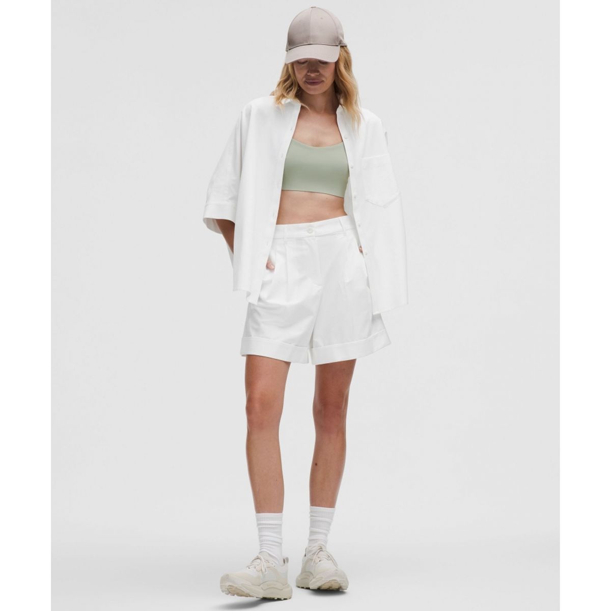 룰루레몬(LULULEMON) LuluLinen 하이라이즈 쇼츠 6inch  WHT