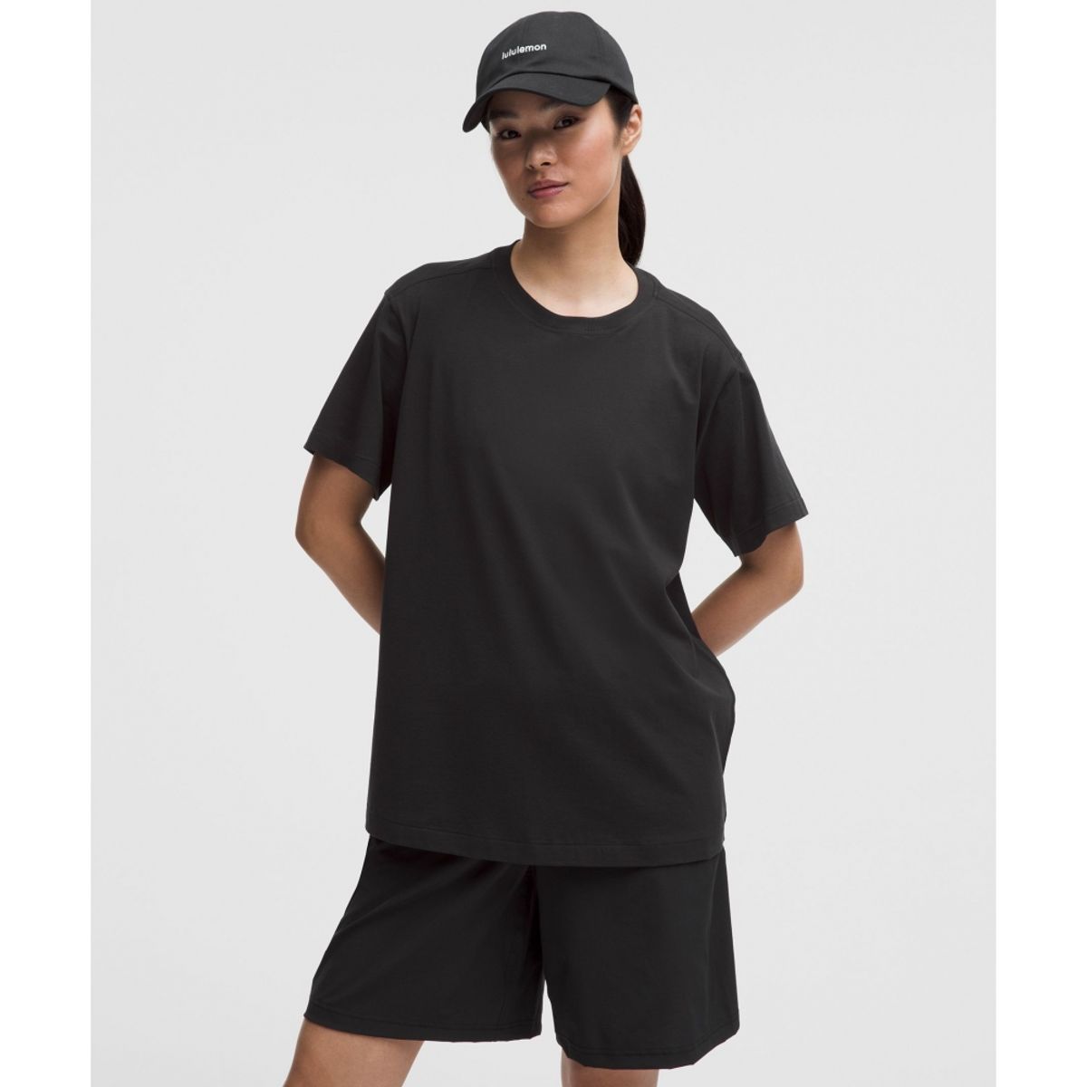 룰루레몬(LULULEMON) 코튼 크루넥 티셔츠  BLK