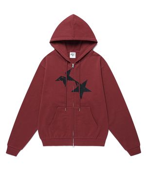 TWIN STAR ZIP UP HOODIE BURGUNDY(CV2FFUM498A)