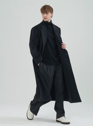 프리미어 울 더블 롱코트_블랙