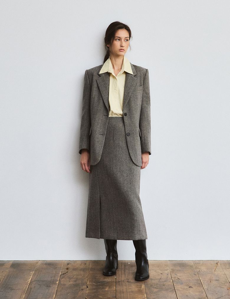 Herringbone Skirt (Charcoal)