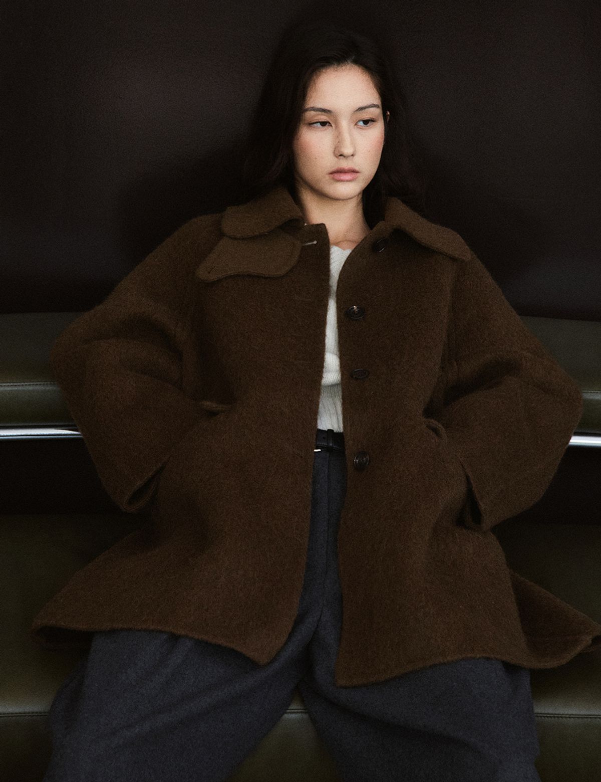 더엘로(THEELO) Shaggy Handmade Coat (Brown)