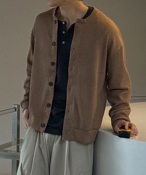 모노 링클프리 골지 라운드 가디건 [M-8XL]