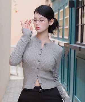 케이블 슬림  니트 가디건