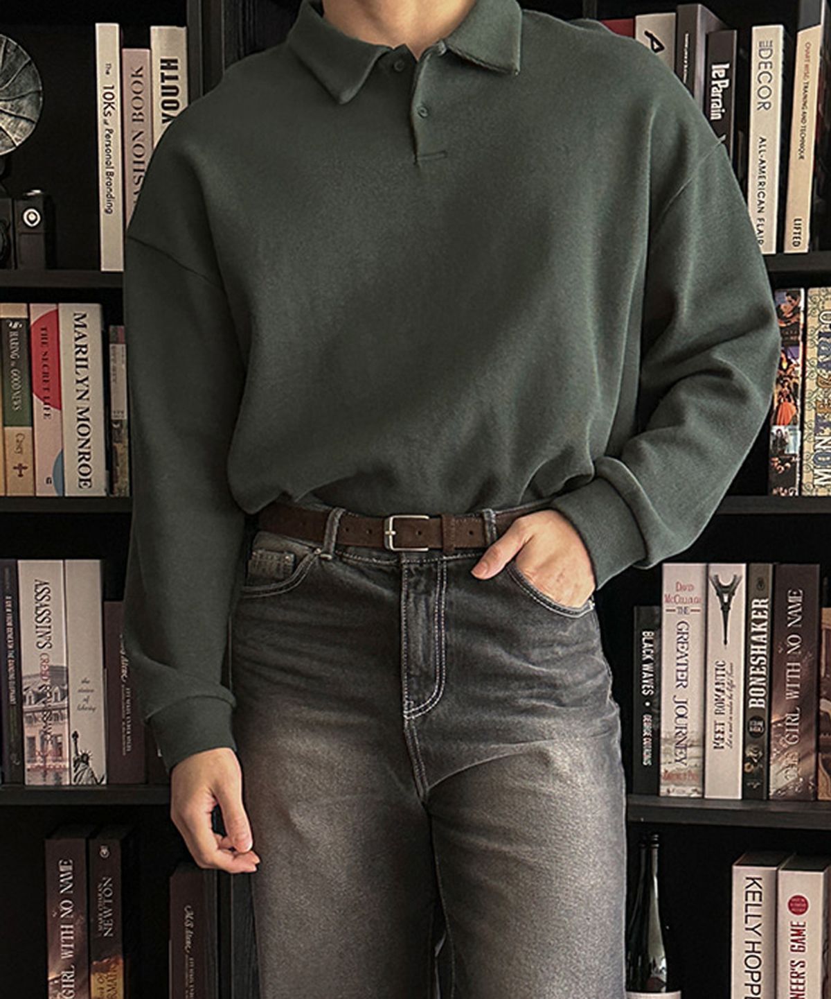 바이모노(BYMONO) [빅사이즈 XL-8XL] 모노 헤비 버터 니트 카라티