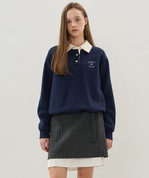 메종드 로고자수 배색카라 스웻셔츠 OE5WEA940