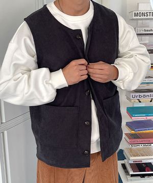 모노 투데이 코듀로이 기모 발열 조끼 [XL-6XL]