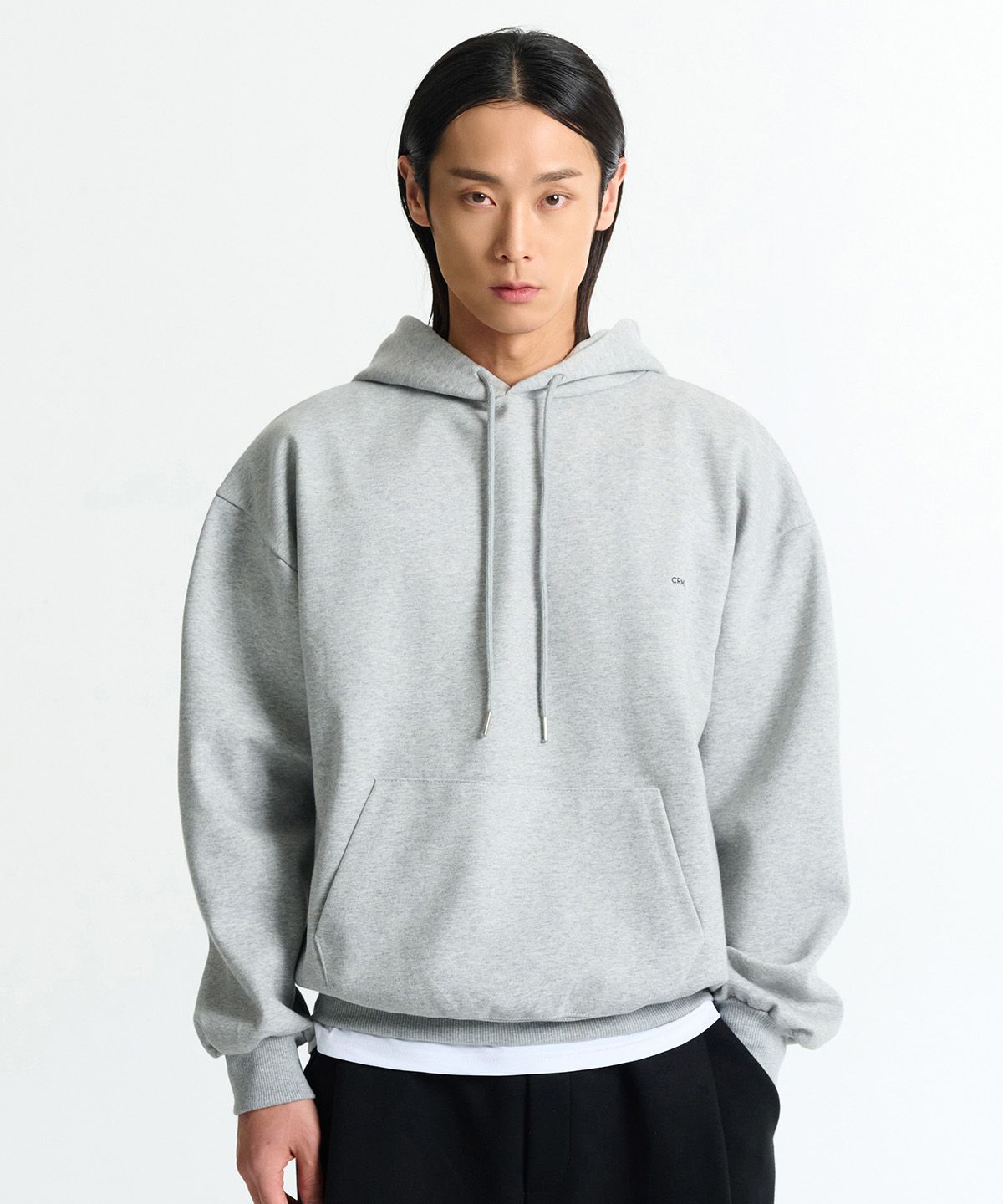 크레드먼스(CREEDMENS) crms 마이크로 로고 후드티(Gray)