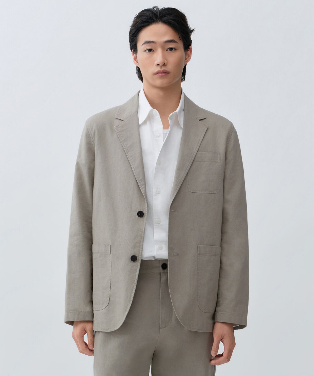 무신사 스탠다드(MUSINSA STANDARD) [시티 워커스] 린넨 블렌드 블레이저 [그레이쉬 베이지]