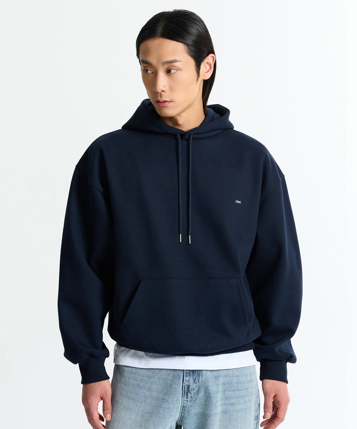 크레드먼스(CREEDMENS) crms 마이크로 로고 후드티(Navy)